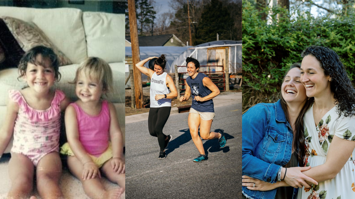 A collage of photos featuring two sisters.